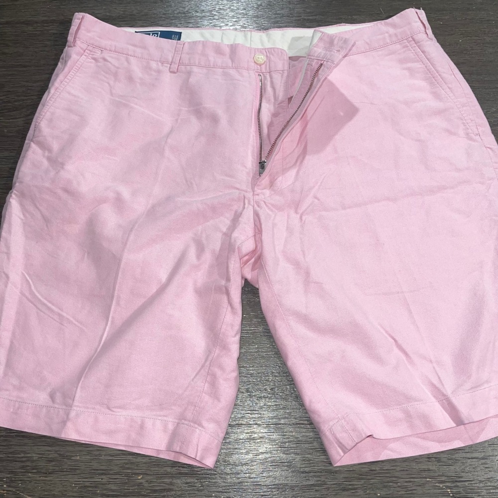 Polo Ralph Lauren Mens 40 Pink Preston Short Oxford Cotton Flat Front Chino